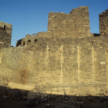 Black rock walls of fortress