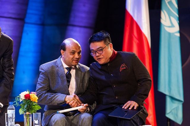 Prize laureate Mr Vashkar Bhattacharjee (Bangladesh) (individual category). Prize laureate Tencent (China) (organizational category) © UNESCO